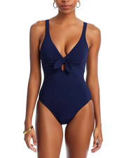 NEW  178 ROBIN PICCONE AVA KNOT PLUNGE UNDERWIRE ONE PIECE SWIMSUIT NAVY SZ 4