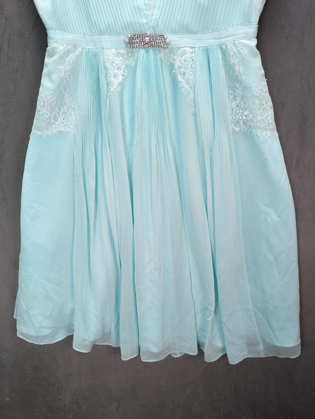 Monsoon Madison Mint Dress Uk Size 8 Party Cocktail Lace Pearl Party Prom Pretty image 6