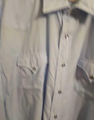 H Bar C Shirt Mens 16/16 1/2 Large Blue Button Up L/S Western Long