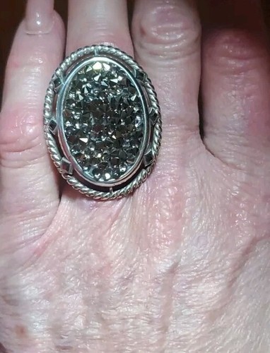 Brighton large Marcasite Silver Tone Size 9 Woman's Statement Ring Beautiful - Picture 7 of 7