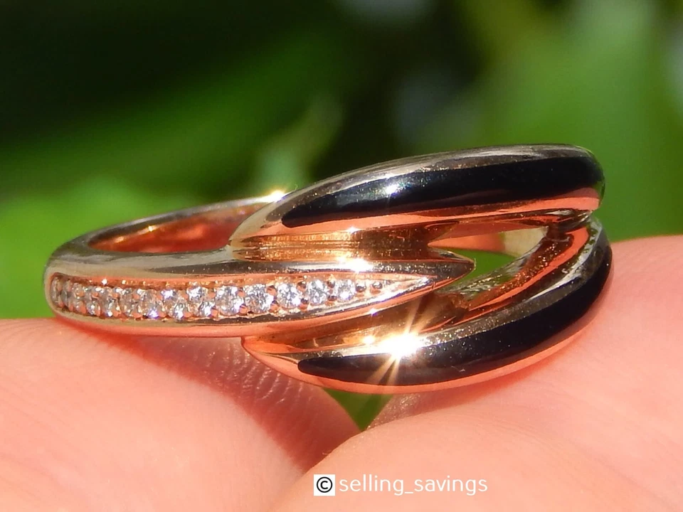 ANILLO CON INCRUSTACIONES DE DIAMANTES Y ÓNIX KABANA ORO ROSA 14K TALLA 7,75 - 6,2 GRAMOS Foto 2 de 4