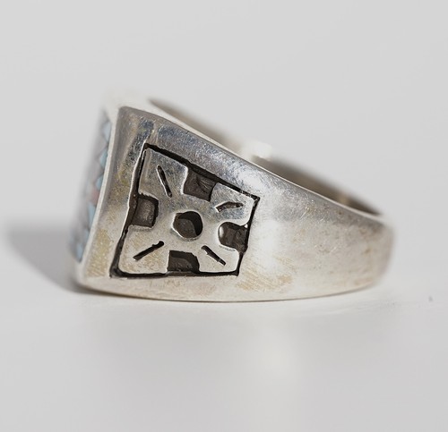 Charlotte Dishta - Anillo con incrustación de múltiples piedras indio nativo americano Zuni talla 9,75 - Imagen 3 de 6