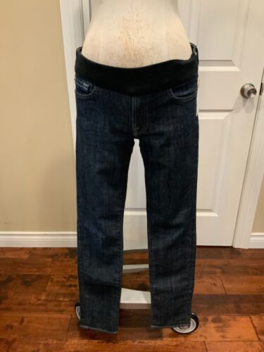 7 For all Mankind Roxanne Blue Dark Wash Denim Skinny Maternity Jeans, Size 27