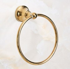Golden Brass Wall Mounted Bathroom Towel Holder Round Towel Ring Hanger 2ba883
