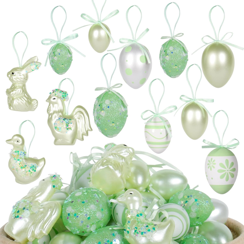 Easter Egg Decorations, 30PCS Green Artificial Egg Bunny Easter Tree Hanging Orn