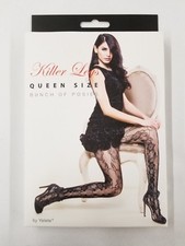 Yelete Killer Legs Fishnet Pantyhose Stocking Bunch Of Posies Size Queen