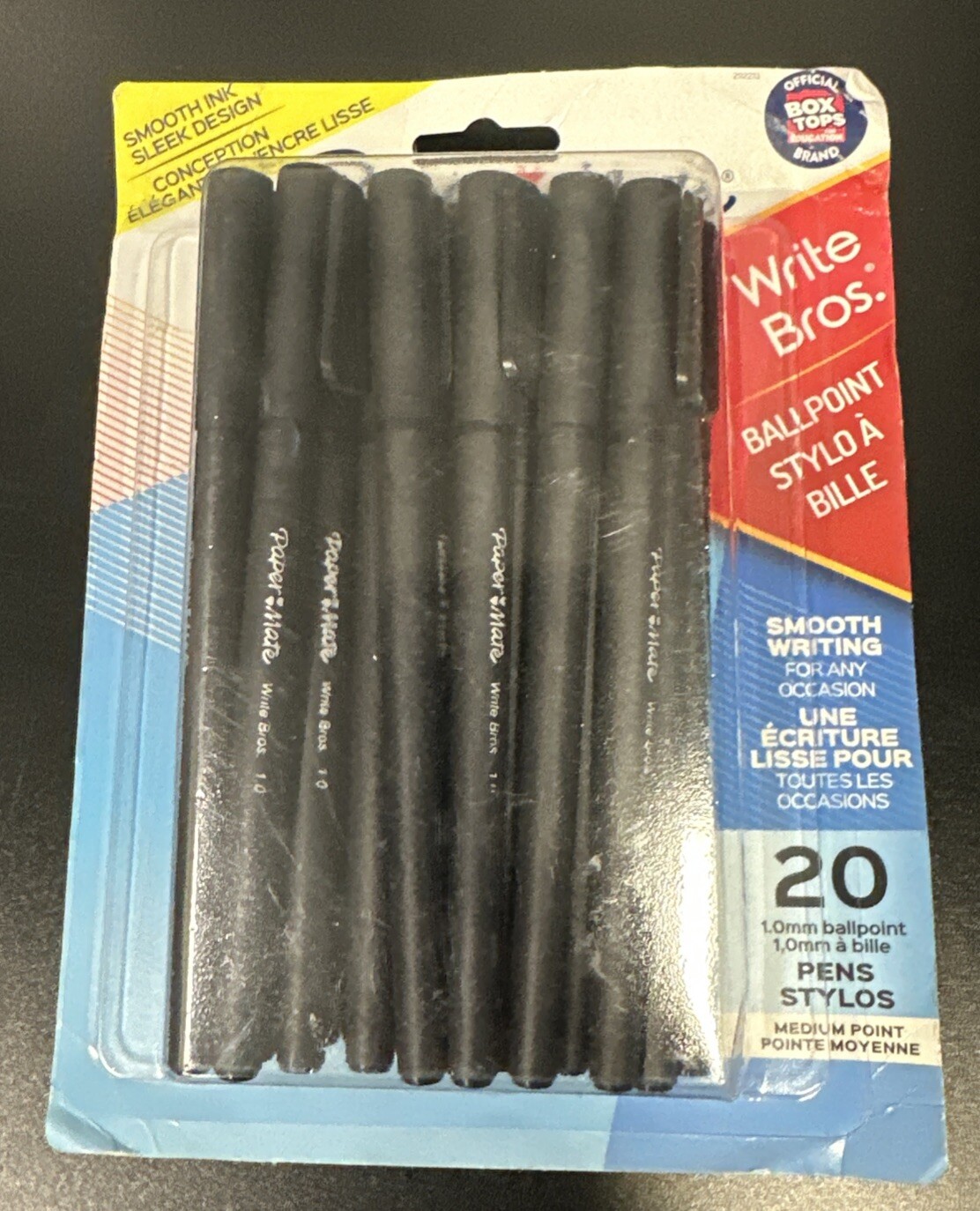 Paper Mater BallPoint Black Pens 20pk 1.0mm Pens Stylos Medium Point New (0901)