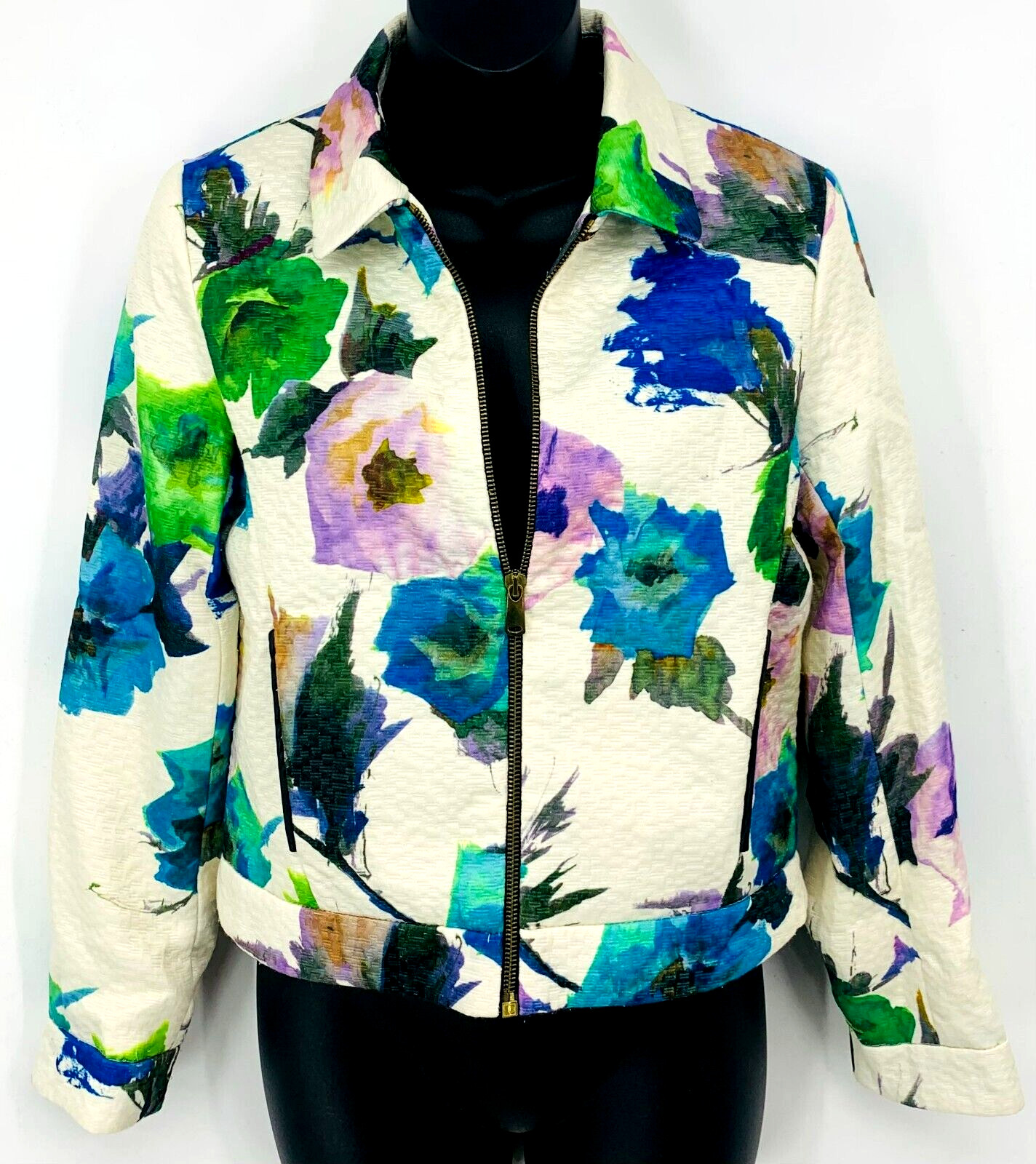 Zara Basic Women Jacket Size Small Multicolor Flo… - image 1
