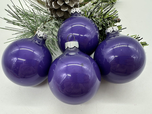 Set of 4 Purple Christmas Bulb Ornaments