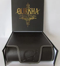 Gurkha G3 Leather Empty Cigar Box Black Leather 2 Trays Holds 20 Cigars