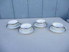 4 Fukagawa Arita Silver Coffee Tea Cup  Saucer Set Pattern 917 Made Japan NEW