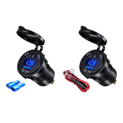 45W USB Charger Socket QC3.0 Car Power Adapter IP66 Waterproof for Auto Boat ATV