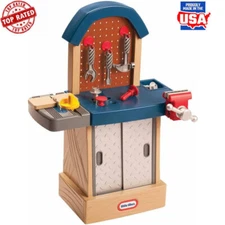 Toddler Workbench Building Tools Set W/ Hammer Saw Wrench Storage Space New