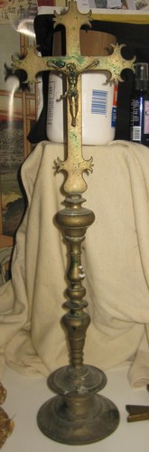 XIX secolo Crocifisso in ottone cm 54