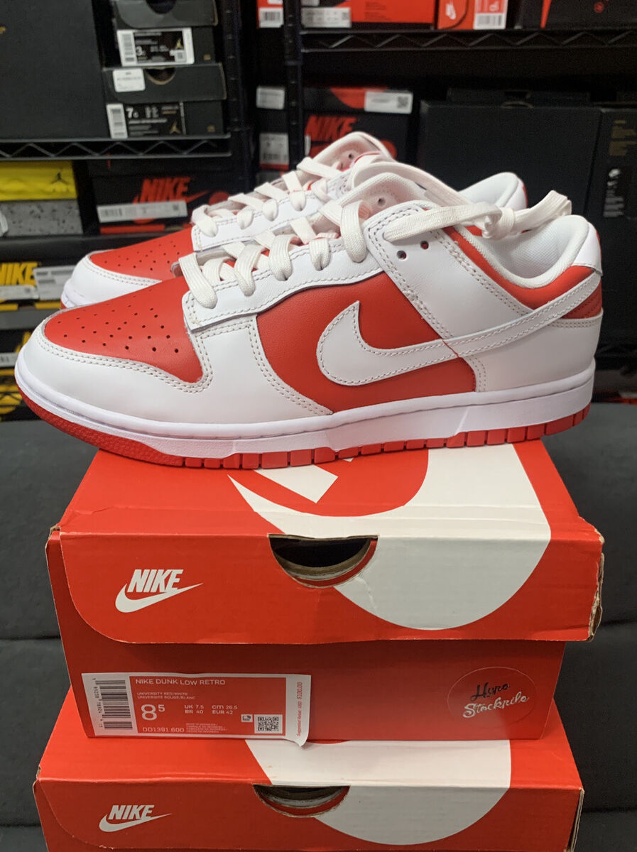 Nike Dunk Low Retro Championship Red White Shoes Men DD1391 Nike Dunk Low Retro Championship Red White Shoes Men DD1391