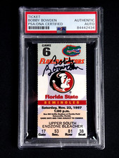 COACH BOBBY BOWDEN SIGNED 1997 FLORIDA STATE FOOTBALL TICKET PSA/DNA AUTOGRAPH