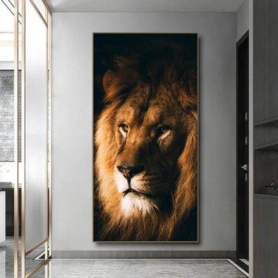 Lion Wall Art Canvas Print With Battery Control Framed Poster 24 × 36 In For Bedroom And Dorm Room From Paintings - Price 19.09 - Foto 11