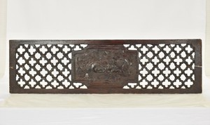 Antique Chinese Dark Red Wooden Carved Panel, 19th c