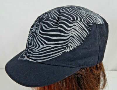 D&Y Black Kissing Zebra Print Cadet Hat Baseball Cap One Size Fits Most