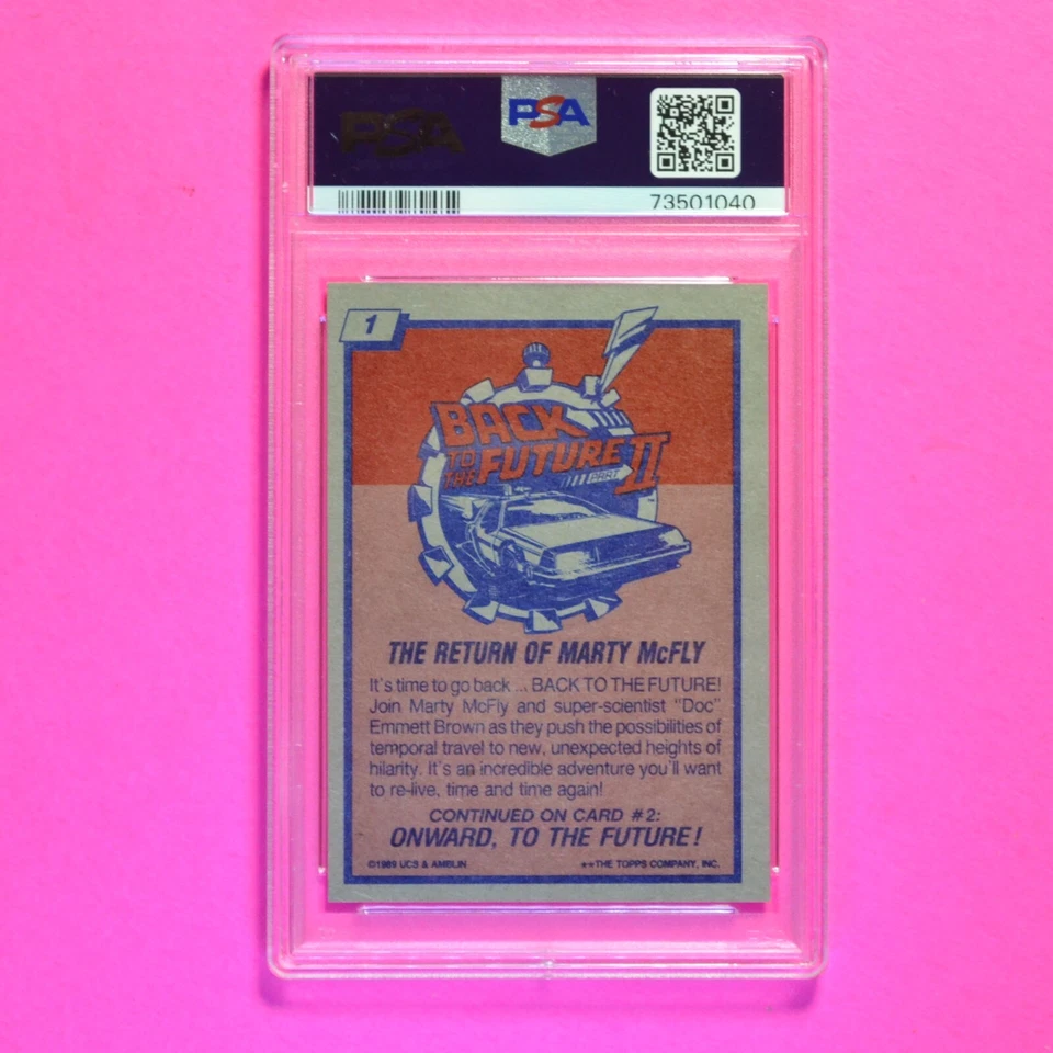 1989 Topps Back to the Future #1 Movie Poster -Title Logo 1st card PSA 9 Mint - Image 2 of 2