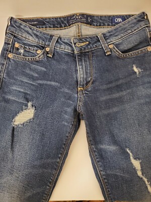 Lucky Brand Lolita Skinny Orta Prem  Embroidery  With Raw Ankle Jeans Sz 00/24A