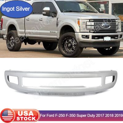 Ingot Silver Front Bumper Face for 17-2019 Ford F250 F350 Super Duty w/ Fog Hole