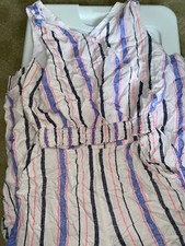 Epic Threads Large Girls Knotted Linen Crop Top And Beach Pant Striped Purple