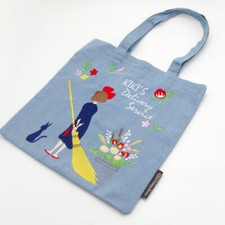 Japan KiKi's Delivery Service JIJI Cat embroidery Shoulder Bag Canvas blue bag