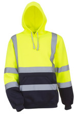 Image of Yoko Hi Viz Work Hoodie Class 3 Reflective Tape Hooded Sweatshirt - YK032