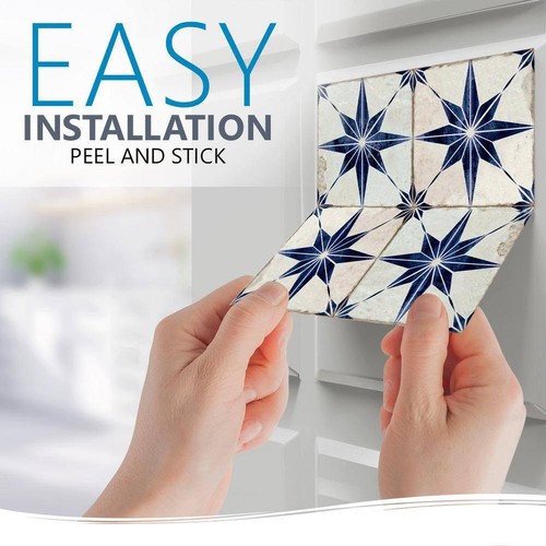 MI ALMA Tile (8" x 8") Peel + Stick Vinyl Blue (24 Tiles, 10.67-sq-ft/pack) - Picture 3 of 4