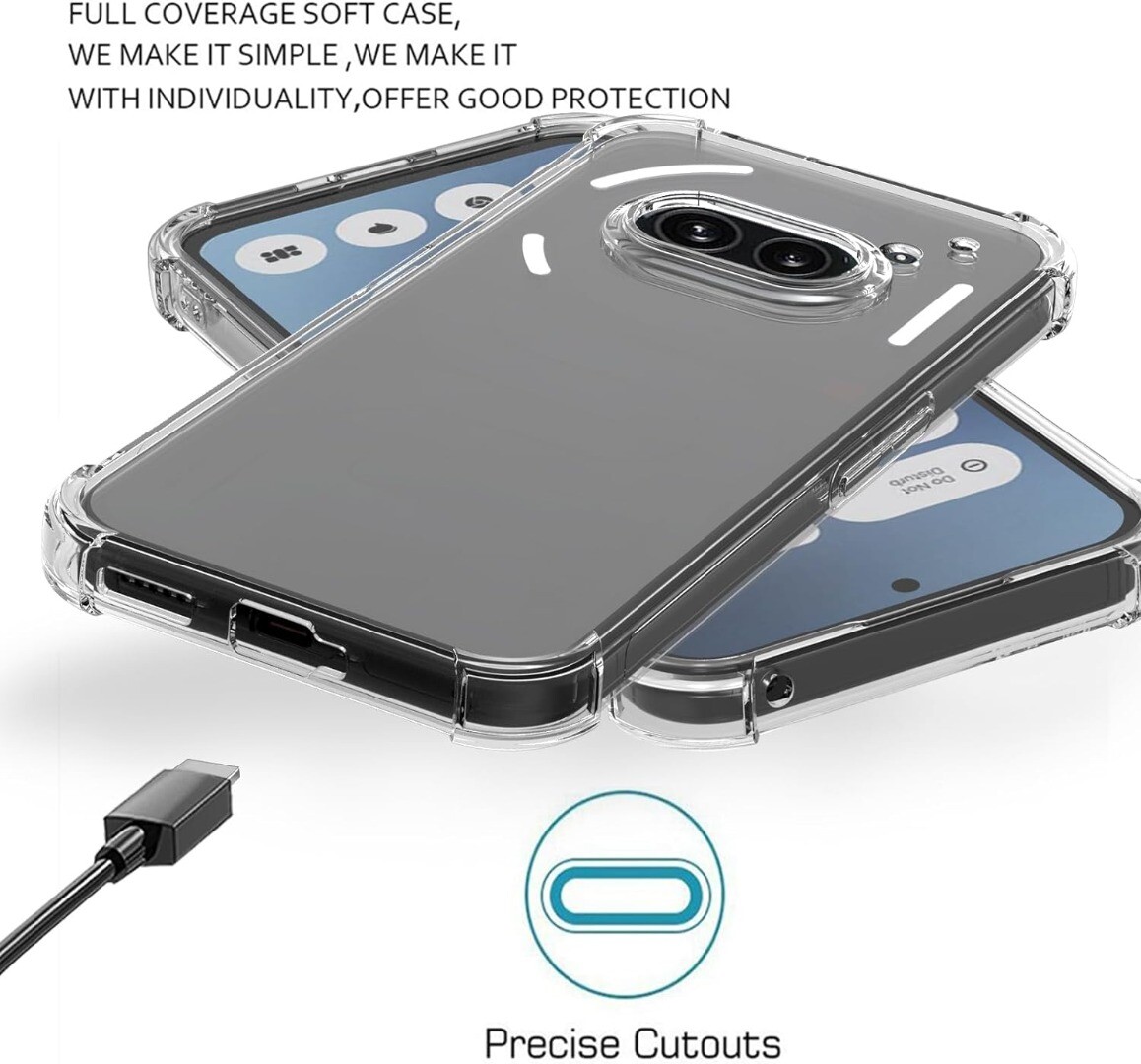 Custodia Gel Silicone Trasparente Per Nothing Phone 2A Con Protezione Schermo - Pixfab - Foto 5