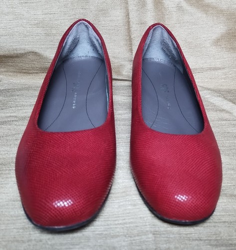 SAS Sofia Red Leather Made In Tuscany Italy Wedge Pump Women's Shoes Size 10W - Picture 2 of 15