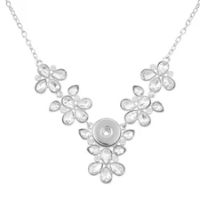 Snap Jewelry Rhinestone CZ Necklace Teardrop  Fits 18-20mm Ginger Style Charms