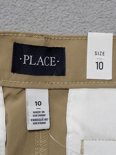Place Shorts Boys Youth Khaki Cargo 10 Elastic Waist Pockets 24x8 - Picture 11 of 17