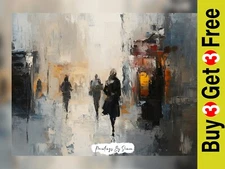 Atmospheric Impasto Urban Landscape, Oil Painting Print 5"x7" on Matte Paper