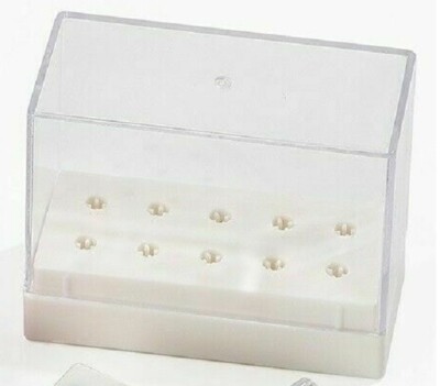 10 Holes Nail Drill Bit Carbide Holder Stand Organizer Display Box New