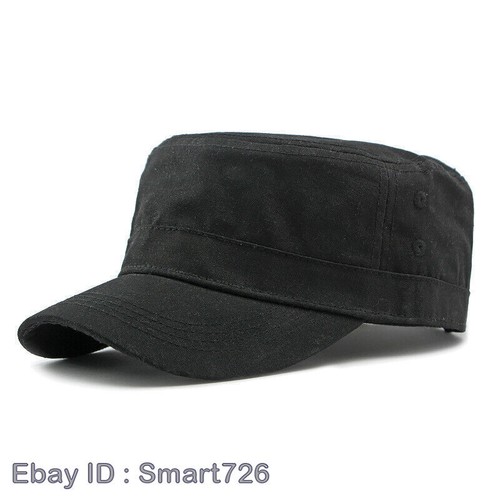 Lady Military Style Cap Adjustable Flat Top Army Cadet Hat Outdoor Sun Hat Solid - Picture 13 of 27