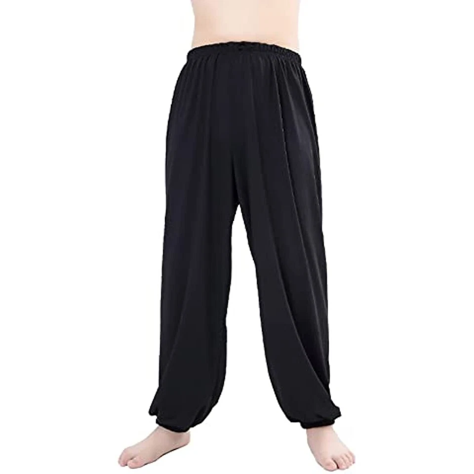 Kid Boys Girls Kung Fu Harem Pants Elastic Waist Taichi Martial Arts Trousers - Image 3 of 4