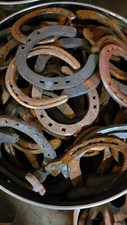 used steel horseshoes qty 36 various styles and shapes and sizes rusty no nails