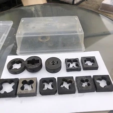 Lot Of 11 Threading Dies Round & Square. Well Bro Little Giant, Priggs STD, NYE