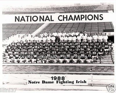 1988 NOTRE DAME IRISH FOOTBALL NATIONAL CHAMPIONS 8X10 TEAM PHOTO ISMAIL SMITH