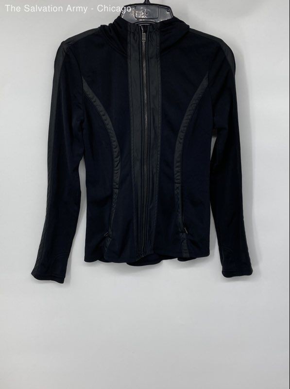 Athleta Womens Black Pockets Long Sleeve Full-Zip Track Jacket Size Small