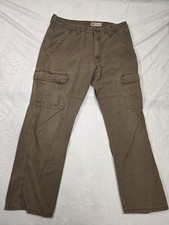 Wrangler Men's Brown Relaxed Fit Cotton Twill Cargo Pants Straight Leg