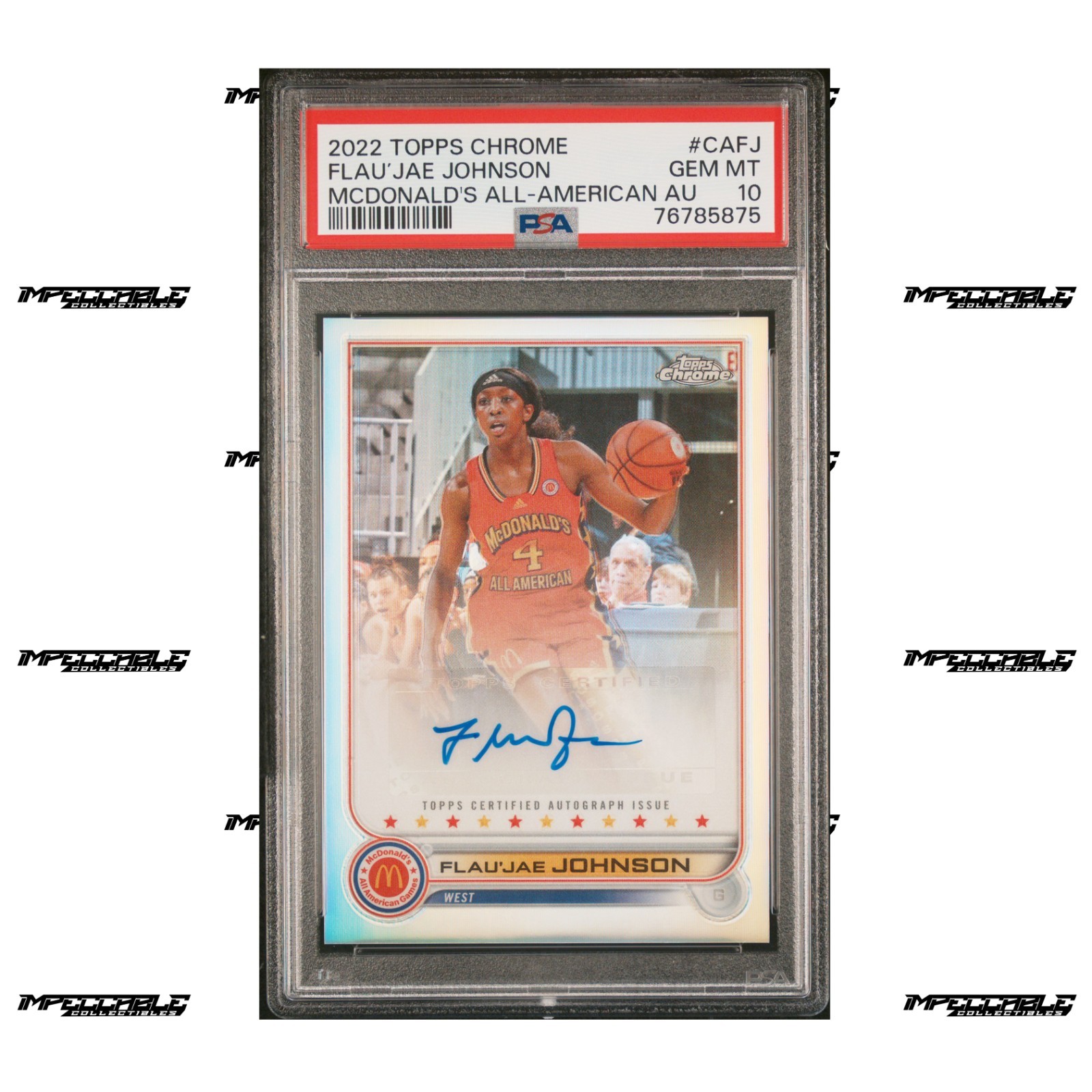 2022 Topps McDonald's A/A - #CA-FJ Flau'jae Johnson Rookie Refractor Auto PSA 10