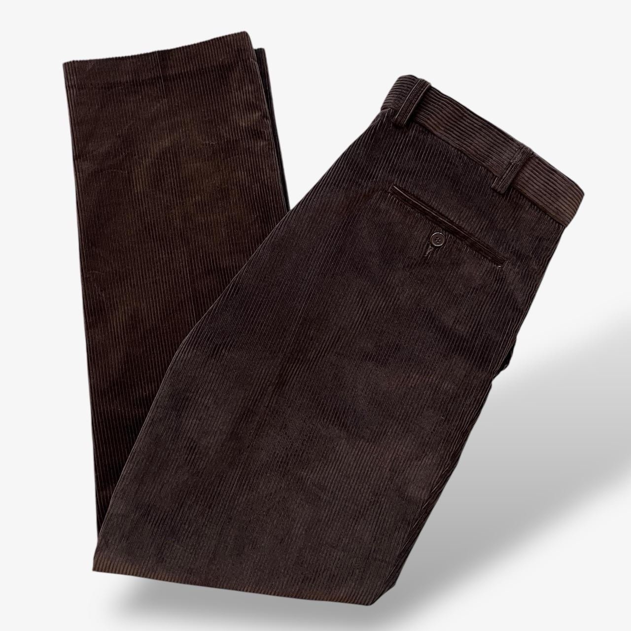 Thick Brown Corduroy Straight Leg Dress Pants Retro Tailored W36 L31 Cords