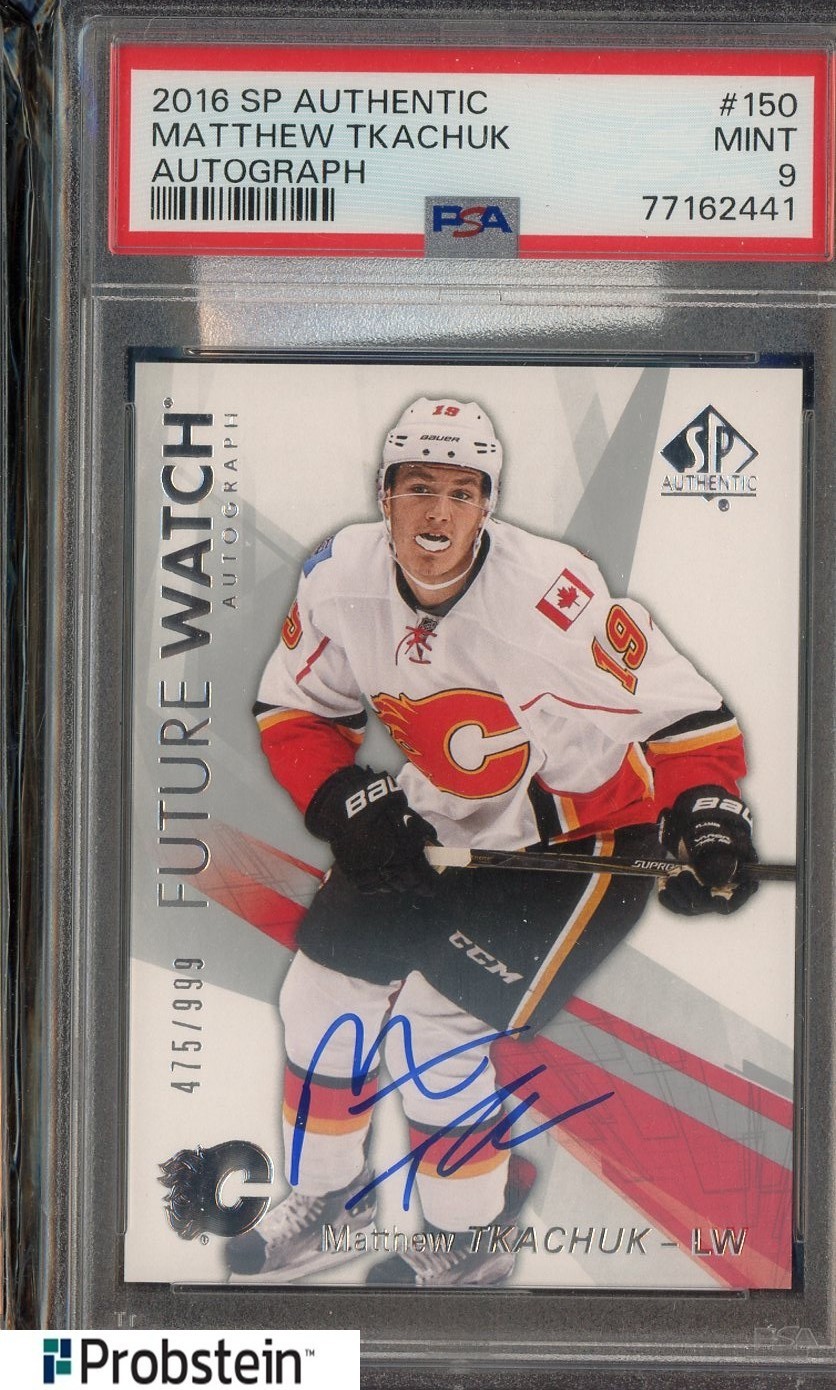 2016 SP Authentic Hockey Matthew Tkachuk Flames RC Rookie AUTO /999 PSA 9