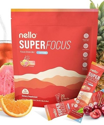 NEW Nello SuperFocus Fruit Punch with Caffeine 1/2/3pcs