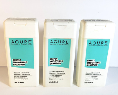 3X  Acure Simply Soothing Shampoo Coconut & Marula Oil 12 oz Lot of 3