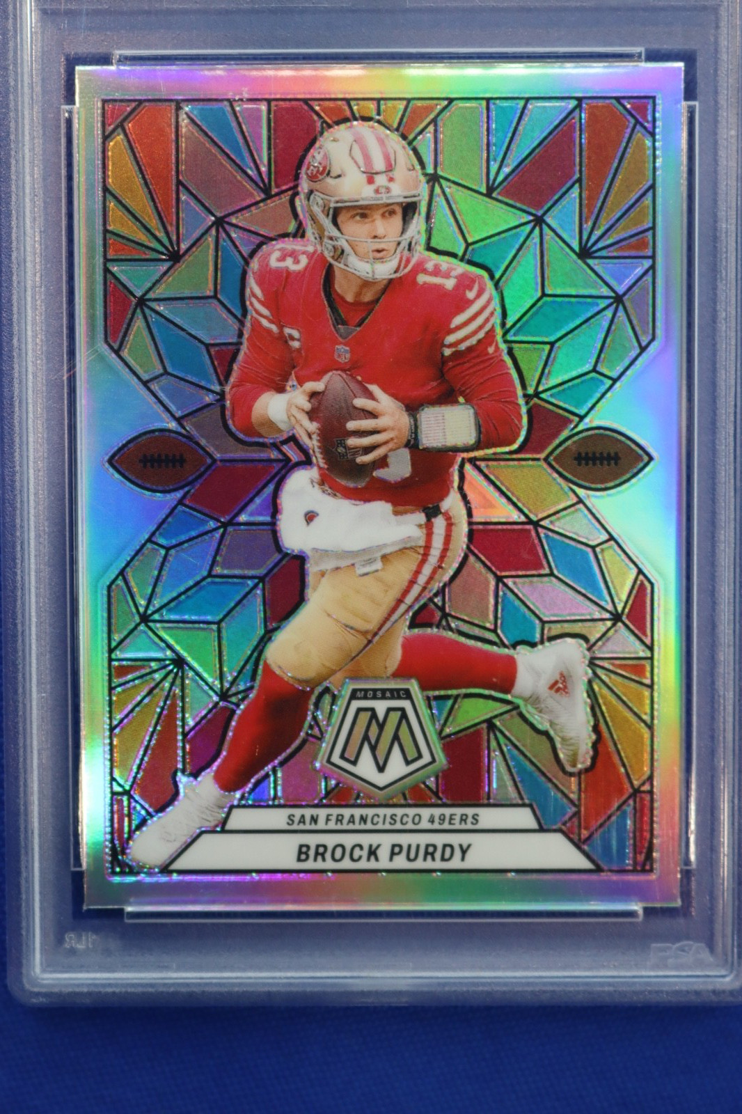 2024 Panini Mosaic Prizm BROCK PURDY Stained Glass Card #SG7 PSA MINT 9 49ERS QB view 2