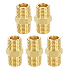 5PCS 1/4" NPT Male x 1/4" NPT Male Thread Brass Hex Extension Adapter